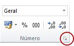 Iniciador de Caixa de Diálogo no grupo Número